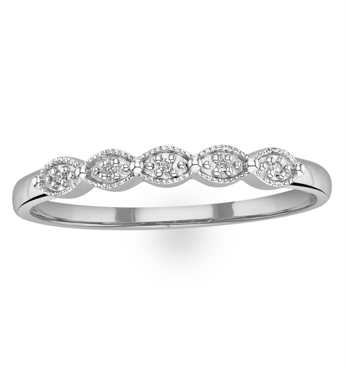 Half Eternity Ring 0.02CT Diamond 9K White Gold